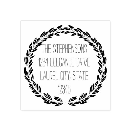 Modern Wreath Wedding of Circle Address Rubberstempel (Afrduk)