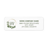 Modern Wreatn Green Kerstmonogram Etiket (Voorkant)