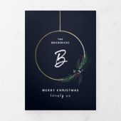 Modern Wreats Script Holiday Kerstmis Drieluik Kaart (Cover)