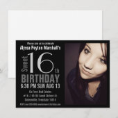 Modern XL Foto Sweet 16th Birthday Party Kaart (Voorkant / Achterkant)