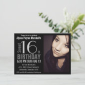 Modern XL Foto Sweet 16th Birthday Party Kaart (Staand voorkant)