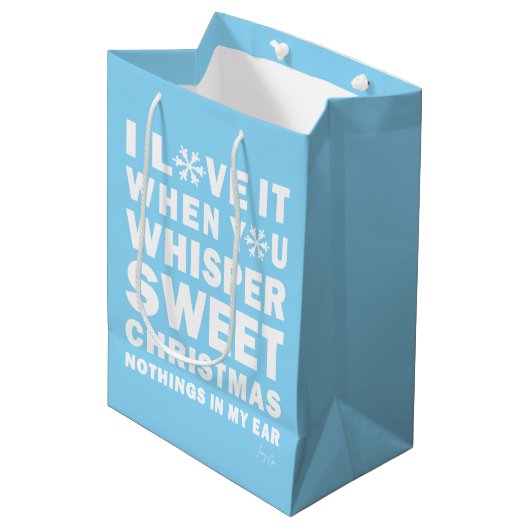 Modern Xmas Blue & White Gift Bag | Sweet Xmas Medium Cadeauzakje (Voorkant Gekanteld)