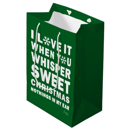 Modern Xmas Dark Green-White Gift Bag | Sweet Xmas Medium Cadeauzakje (Voorkant Gekanteld)