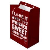 Modern Xmas Dark Red & White Gift Bag | Sweet Xmas Medium Cadeauzakje (Achterkant Gekanteld)