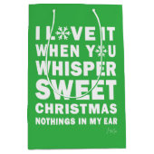 Modern Xmas Green & White Gift Bag | Sweet Xmas Medium Cadeauzakje (Voorkant)