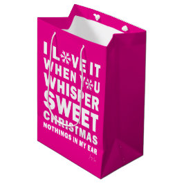 Modern Xmas Hot Pink & White Gift Bag | Sweet Xmas Medium Cadeauzakje