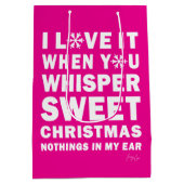 Modern Xmas Hot Pink & White Gift Bag | Sweet Xmas Medium Cadeauzakje (Achterkant)