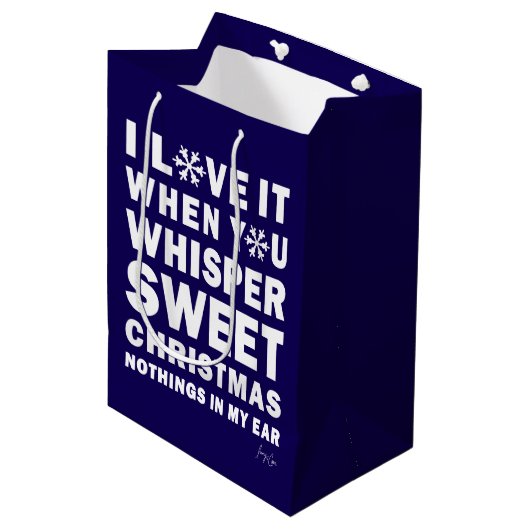 Modern Xmas Navy & White Gift Bag | Sweet Xmas Medium Cadeauzakje (Voorkant Gekanteld)