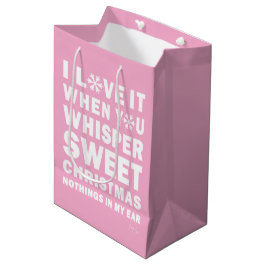 Modern Xmas Pink & White Gift Bag | Sweet Xmas Medium Cadeauzakje