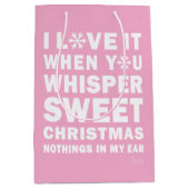 Modern Xmas Pink & White Gift Bag | Sweet Xmas Medium Cadeauzakje (Voorkant)