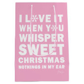 Modern Xmas Pink & White Gift Bag | Sweet Xmas Medium Cadeauzakje (Achterkant)