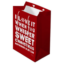 Modern Xmas Red & White Gift Bag | Sweet Xmas Medium Cadeauzakje