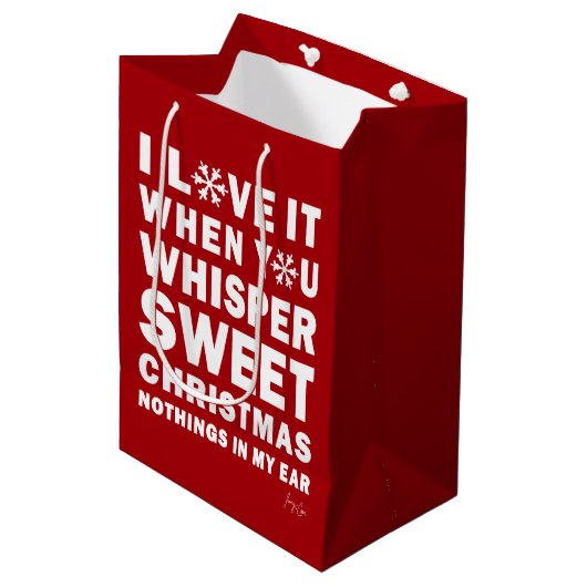Modern Xmas Red & White Gift Bag | Sweet Xmas Medium Cadeauzakje (Voorkant Gekanteld)