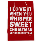 Modern Xmas Red & White Gift Bag | Sweet Xmas Medium Cadeauzakje (Voorkant)