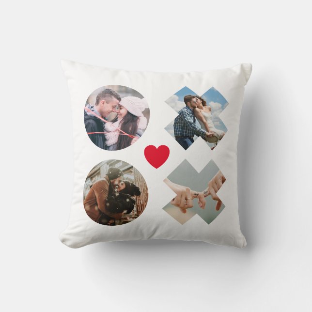 Modern xoxo 4 Foto Collage red love hart Kussen (Voorkant)