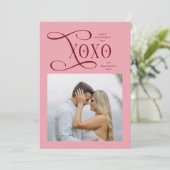 Modern XOXO Couples Photo Happy Valentines Day Feestdagenkaart (Staand voorkant)