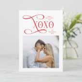 Modern XOXO Couples Photo Happy Valentines Day Feestdagenkaart (Staand voorkant)