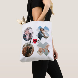 Modern xoxo Fotoliefdeskussens, aangepaste tekst Tote Bag