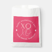 Modern XOXO Hot Pink gepersonaliseerde Valentijnsd Bedankzakje (Voorkant)