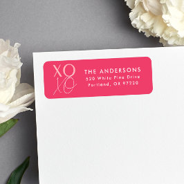 Modern XOXO Hot Pink Return-adres Etiket