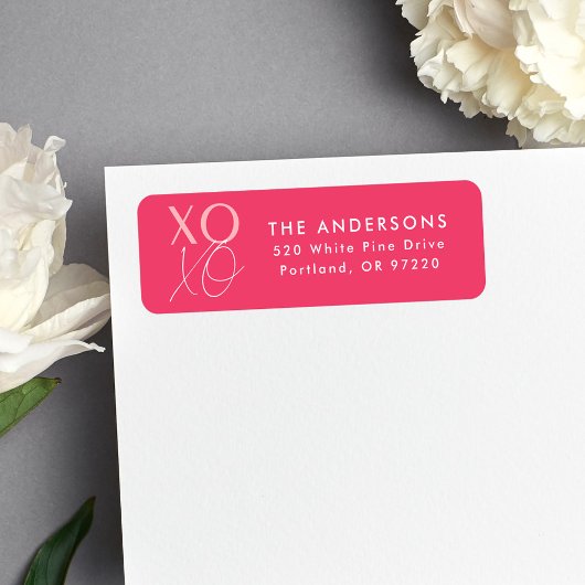 Modern XOXO Hot Pink Return-adres Etiket
