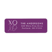 Modern XOXO Paars Return-adres Etiket (Voorkant)