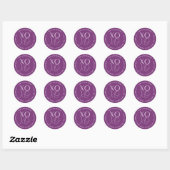 Modern XOXO Paarse Valentijnsdag Return Address Ronde Sticker (Vel)