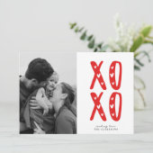 Modern XOXO Red Valentine’s Day Photo Card Kaart (Staand voorkant)
