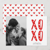 Modern XOXO Red Valentine’s Day Photo Card Kaart (Voorkant / Achterkant)