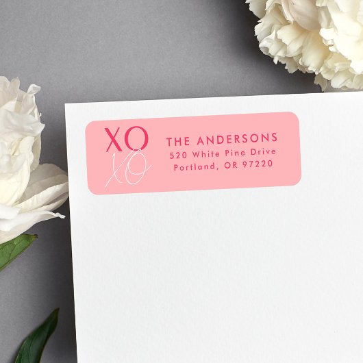 Modern XOXO Roze adres van de Terugkeer Etiket