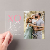 Modern XOXO Roze Valentijnsdag Foto Acryl Uitnodigingen (Insitu (Draagbaar))