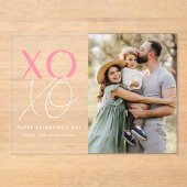 Modern XOXO Roze Valentijnsdag Foto Acryl Uitnodigingen (Voorkant)