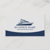 Modern Yacht Logo Navy Blue Professionele Boot Visitekaartje (Voorkant)