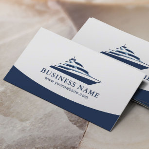 Modern Yacht Logo Navy Blue Professionele Boot Visitekaartje