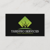 Modern Yard Maintenance Green Grass Logo Black Visitekaartje (Voorkant)