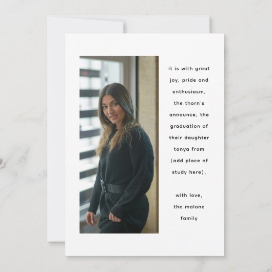 Modern Yay Afstudeerder' Foto Afstuderen Aankondiging (Achterkant)