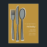 Modern Yellow 50th Birthday Dinner Party Aankondigingskaart<br><div class="desc">Deze gouden gele uitnodiging voor het briefkaart uit het diner viert je vijftigste (of elke leeftijd!) verjaardag in stijl!</div>