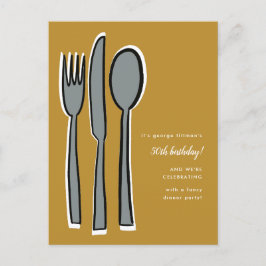 Modern Yellow 50th Birthday Dinner Party Aankondigingskaart