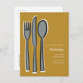 Modern Yellow 50th Birthday Dinner Party Aankondigingskaart (Voorkant / Achterkant)