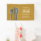 Modern Yellow 50th Birthday Dinner Party Spandoek (Insitu)