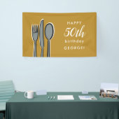 Modern Yellow 50th Birthday Dinner Party Spandoek (Beurs)