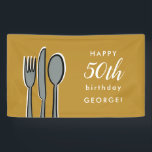 Modern Yellow 50th Birthday Dinner Party Spandoek<br><div class="desc">Bovenaan je 50e verjaardag viering met deze leuke hand die een spandoek maakt om te gebruiken als decor op je etentje!</div>