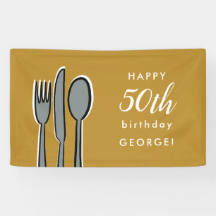 Modern Yellow 50th Birthday Dinner Party Spandoek