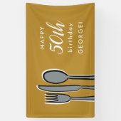 Modern Yellow 50th Birthday Dinner Party Spandoek (Verticaal)