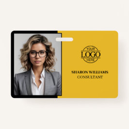 Modern Yellow and Black Company Employee Photo Badge