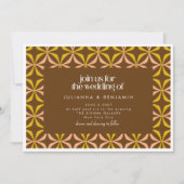 Modern Yellow and Brown Retro Geometric Wedding Kaart (Voorkant)