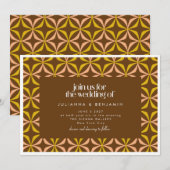 Modern Yellow and Brown Retro Geometric Wedding Kaart (Voorkant / Achterkant)