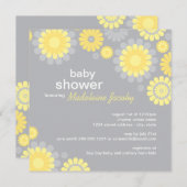 Modern Yellow and Grey Daisy Flowers Baby shower Kaart (Voorkant / Achterkant)