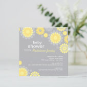 Modern Yellow and Grey Daisy Flowers Baby shower Kaart (Staand voorkant)