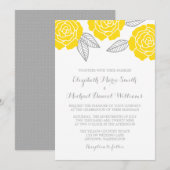 Modern Yellow and Grey Roos Wedding Kaart (Voorkant / Achterkant)